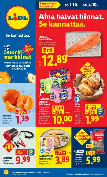 Lidl tarjoukset  - 01.10.2026 - 04.10.2026.