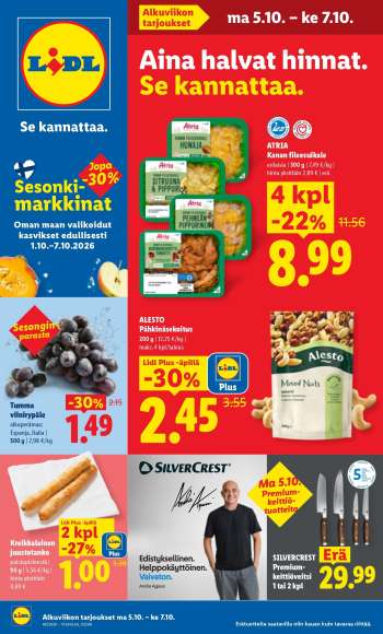 Lidl tarjoukset  - 05.10.2026 - 07.10.2026.