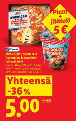 MCENNEDY / GELATELLI Pannupizza ja amerikkalainen jäätelö
