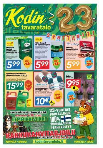 Kodintavaratalo tarjoukset  - 28.09.2026 - 11.10.2026.