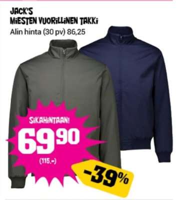 JACK'S MIESTEN VUORILLINEN TAKKI