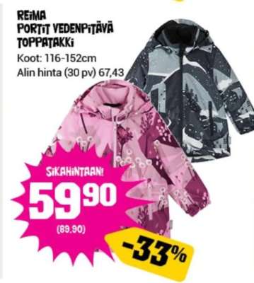 REIMA PORTIT VEDENPITÄVÄ TOPPATAKKI