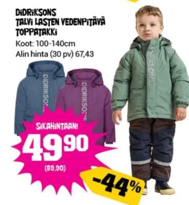 DiDRiKSONS TALVI LASTEN VEDENPITÄVÄ TOPPATAKKi