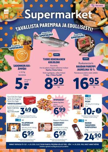 K-Supermarket tarjoukset  - 01.10.2026 - 04.10.2026.