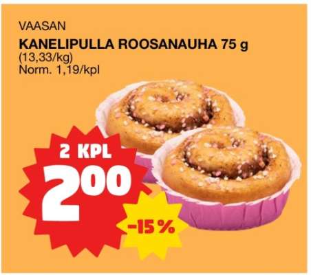 VAASAN KANELIPULLA ROOSANAUHA 75 g