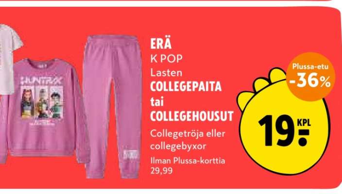 K POP Lasten COLLEGEPAITA tai COLLEGEHOUSUT