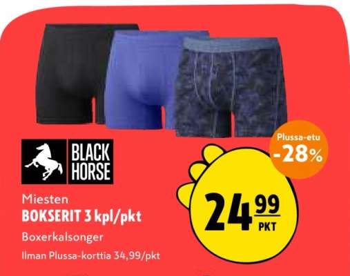 BLACK HORSE Miesten BOKSERIT 3 kpl/pkt