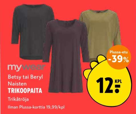 mywear Betsy tai Beryl Naisten TRIKOOPAITA