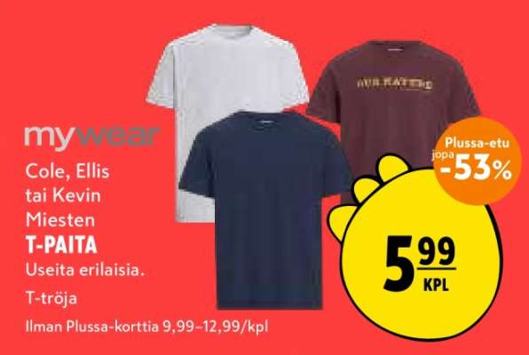 mywear Cole, Ellis tai Kevin Miesten T-PAITA