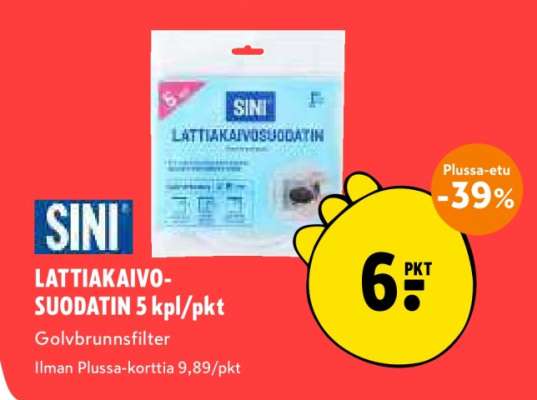 SINI LATTIAKAIVOSUODATIN 5 kpl/pkt