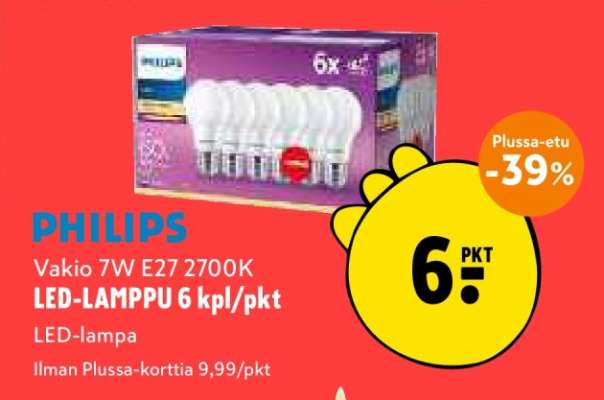 PHILIPS LED-LAMPPU 6 kpl/pkt