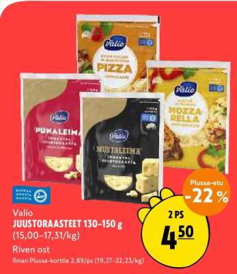 Valio JUUSTORAASTEET 130-150 g