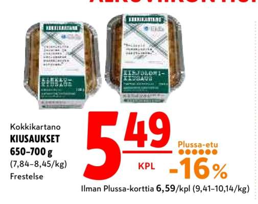 KOKKIKARTANO KIUSAUKSET 650–700 g