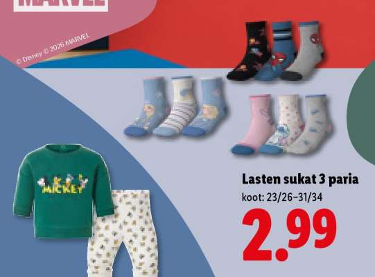 Lasten sukat 3 paria