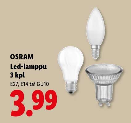 OSRAM Led-lamppu 3 kpl