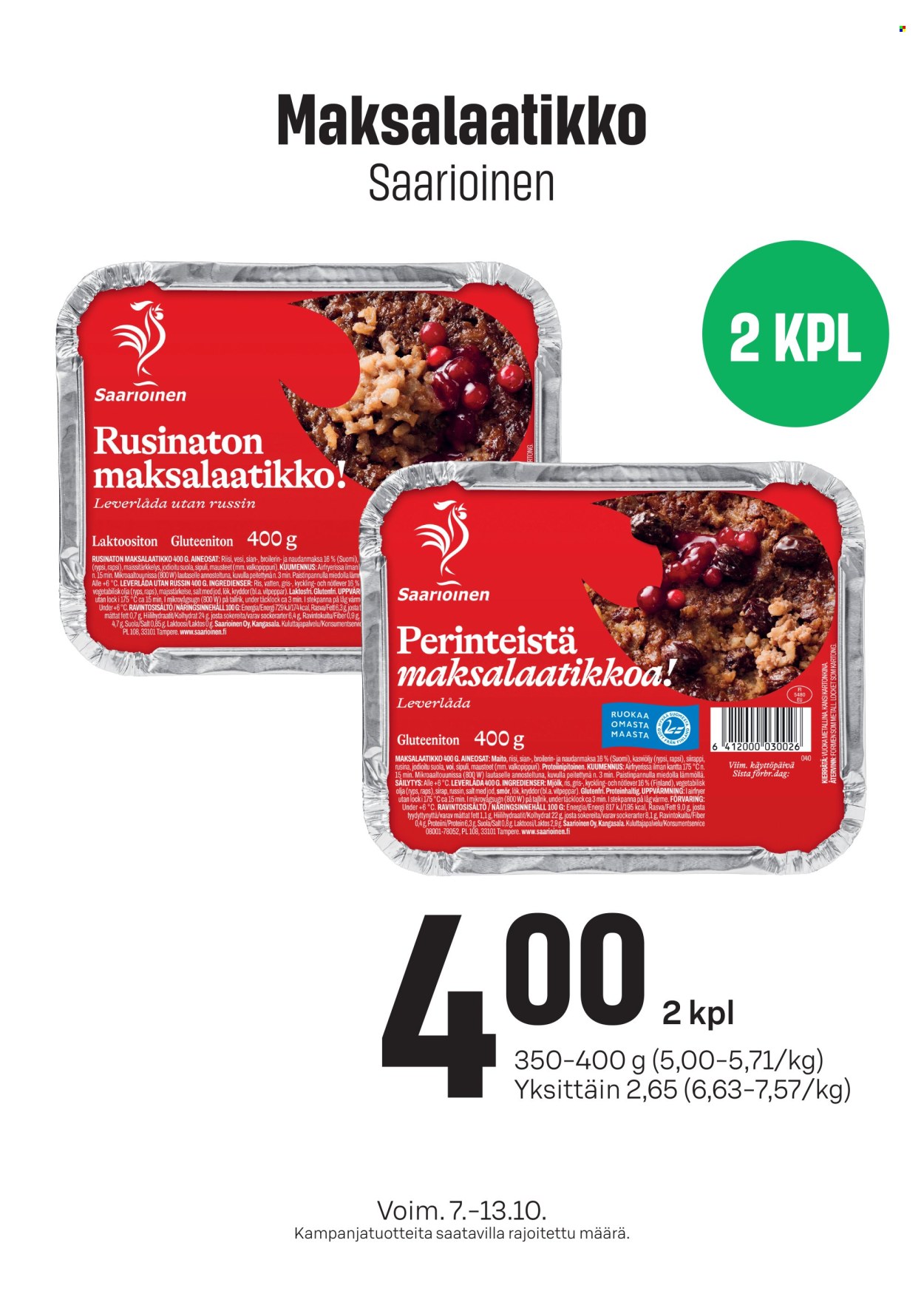 S-market tarjoukset - 07.10.2026 - 13.10.2026. Sivu 1