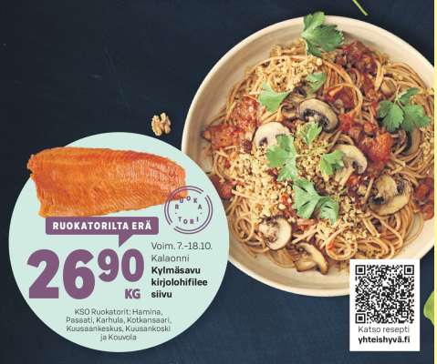 Kylmäsavu kirjolohifilee siivu