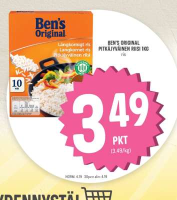 BEN'S ORIGINAL PITKÄJYVÄINEN RIISI 1KG