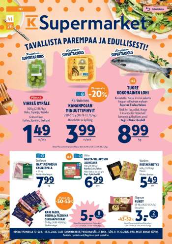K-Supermarket tarjoukset  - 08.10.2026 - 11.10.2026.