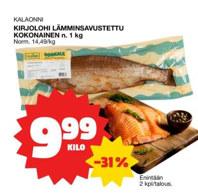 KALAONNI KIRJOLOHI LÄMMINSAVUSTETTU KOKONAINEN n. 1 kg