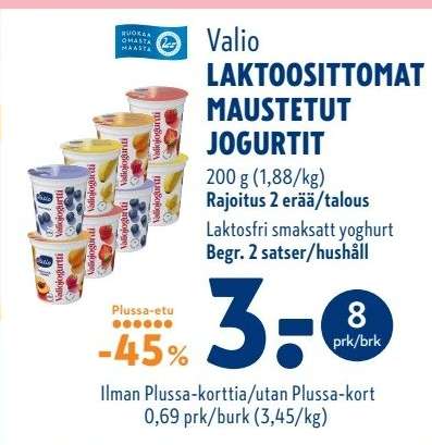Valio LAKTOOSITTOMAT MAUSTETUT JOGURTIT