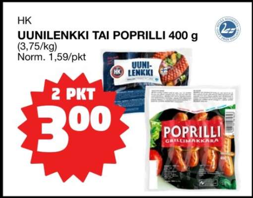 HK Uunilenkki tai Poprilli 400 g