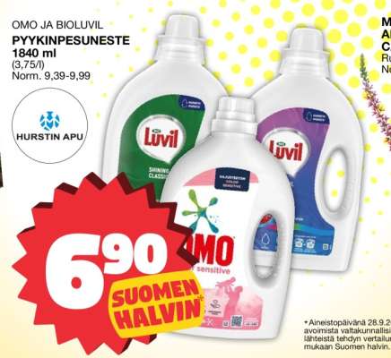 OMO JA BIOLUVIL PYYKINPESUNESTE