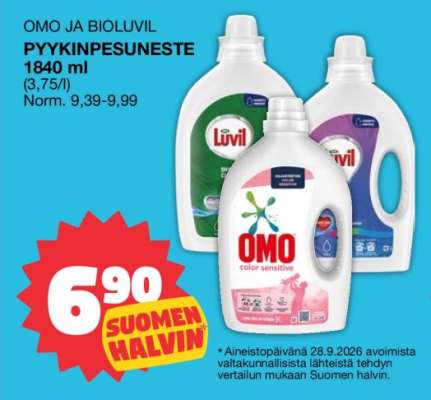 OMO JA BIOLUVIL PYYKINPESUNESTE