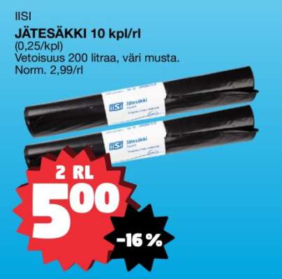 IISI JÄTESÄKKI 10 kpl/rl
