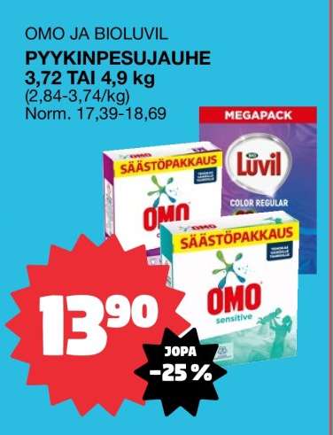 OMO JA BIOLUVIL PYYKINPESUAUHE