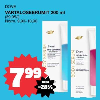 DOVE VARTALOSEERUMIT 200 ml