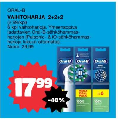 ORAL-B VAIHTOHARJA 2+2+2