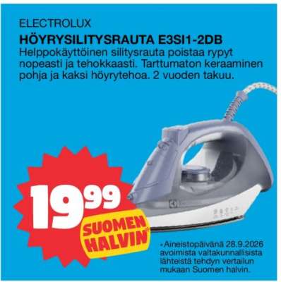 ELECTROLUX HÖYRYSILITYSRAUTA E3SI1-2DB