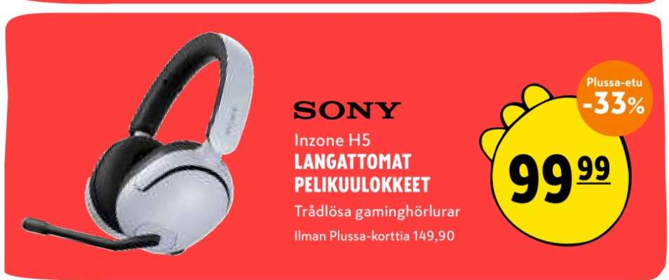 Sony Inzone H5 LANGATTOMAT PELIKUULOKKEET