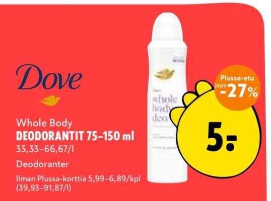 Dove Whole Body DEODORANTIT 75-150 ml