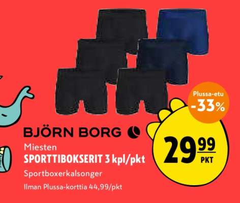 BJÖRN BORG SPORTTIBOKSERIT 3 kpl/pkt