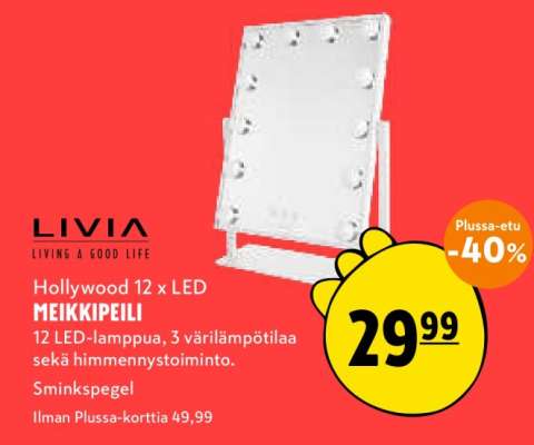 Hollywood 12 x LED MEIKKIPEILI