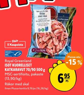 Royal Greenland ISOT KUORELLISET KATKARAVUT 70/90 500 g
