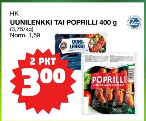 HK Uunilenkki tai Poprilli 400 g