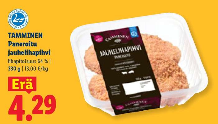 Tamminen Paneroitu jauhelihapihvi