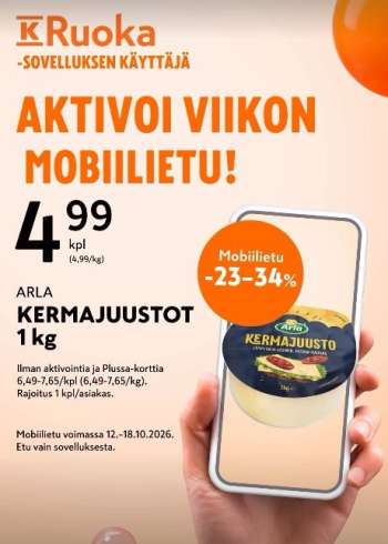 K-market tarjoukset  - 12.10.2026 - 18.10.2026.