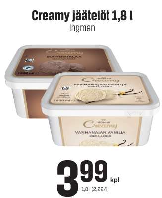 Creamy jäätelöt 1,8 l