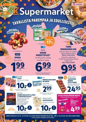 K-Supermarket tarjoukset  - 15.10.2026 - 18.10.2026.