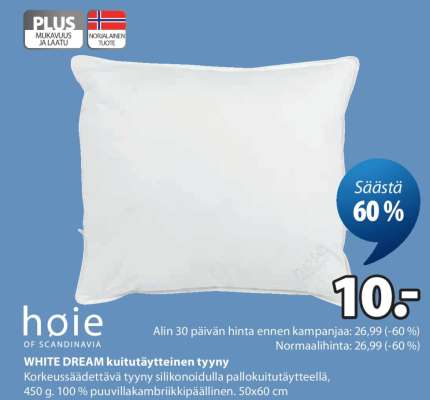 WHITE DREAM kuitutäytteinen tyyny