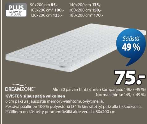 KVISTEN sijauspatja valkoinen