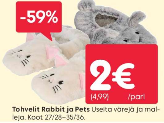 Tohvelit Rabbit ja Pets