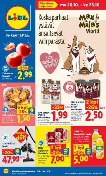 Lidl tarjoukset  - 26.10.2026 - 28.10.2026.