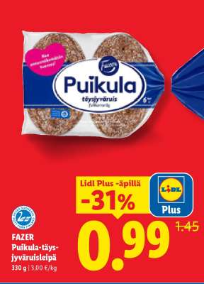 Fazer Puikula-täysjyväruisleipä