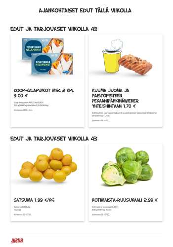 Alepa tarjoukset  - 21.10.2026 - 27.10.2026.