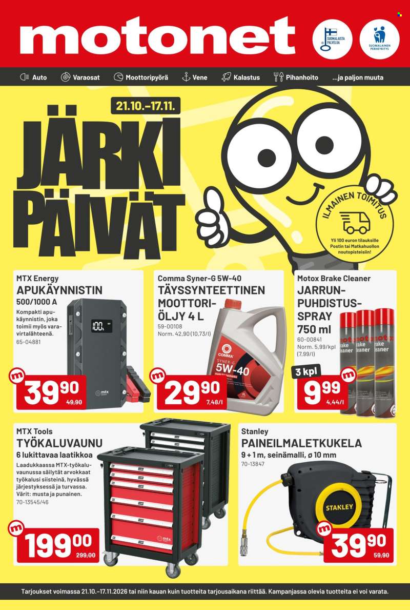 Motonet tarjoukset  - 21.10.2026 - 17.11.2026.